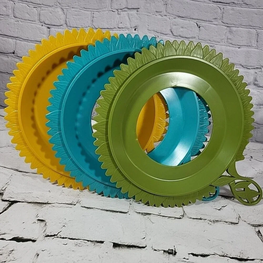 VTG Plate Mate Sunflower Lot Of 3 Camping Picnic BBQ RV Paper Plate Holders Flaw